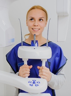 Woman receiving 3D CT scan
