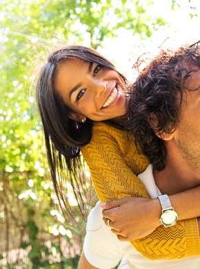 couple smiling together after dental bonding in Manchester