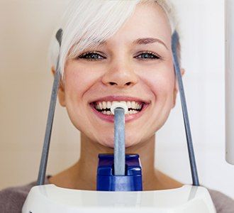 Woman receiving 3D cone beam scan